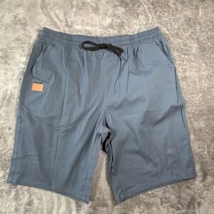Coofandy Mens  Blue Grey Elastic Waist Drawstring Casual Shorts Size XL Pockets